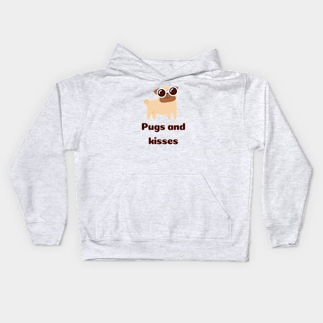 Pugs and kisses Kids Hoodie by animal rescuers